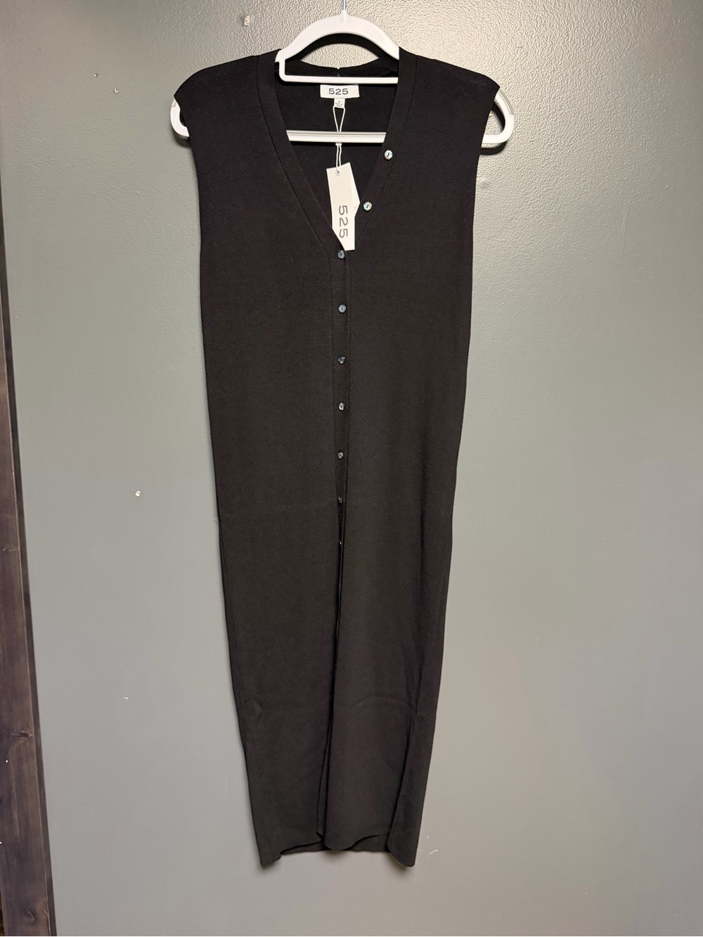 NWT REVOLVE 525 America Black Ribbed Sleeveless Button Front Dress S